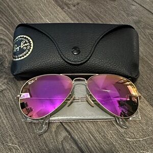 Ray-Ban Aviator Sunglasses - Pink and Gold - Polarized
